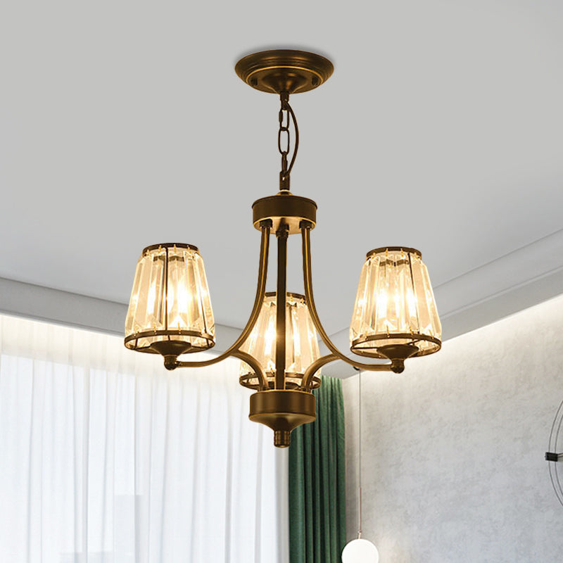 Circular Crystal Chandelier Lamp: Elegant Hanging Light for Bedrooms with Gold/Black Touches - 3/5/6 Lights