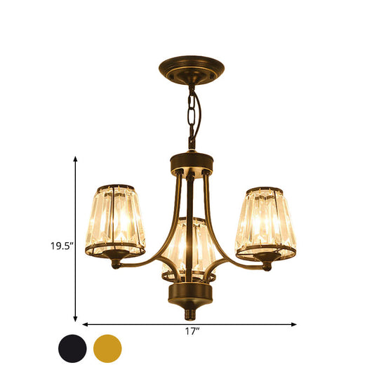 Circular Crystal Chandelier Lamp: Elegant Hanging Light for Bedrooms with Gold/Black Touches - 3/5/6 Lights