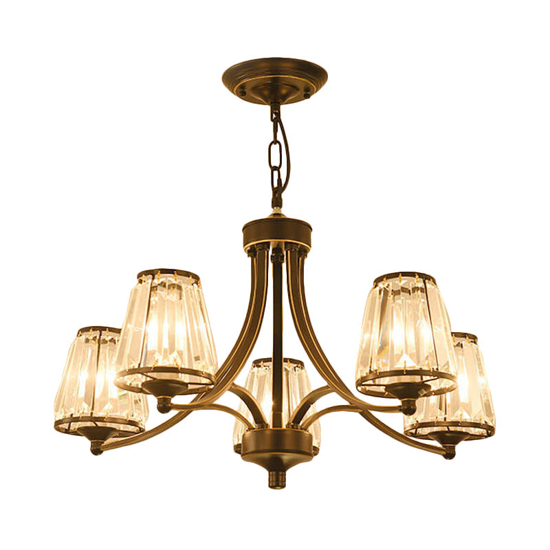 Circular Crystal Chandelier Lamp: Elegant Hanging Light for Bedrooms with Gold/Black Touches - 3/5/6 Lights