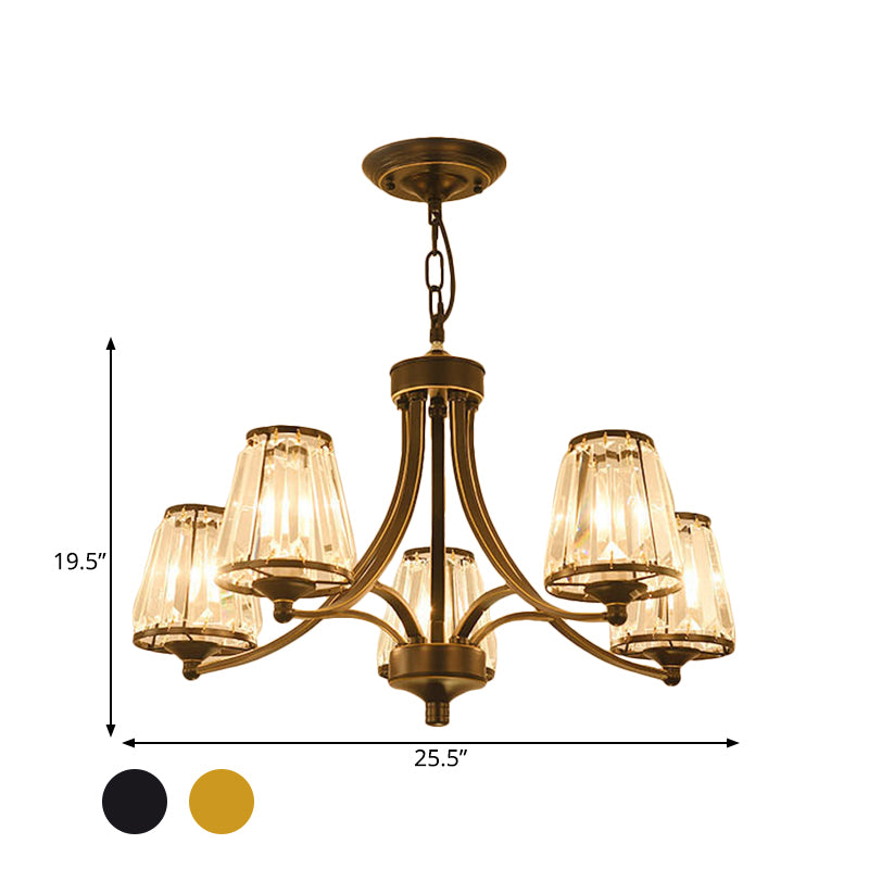 Circular Crystal Chandelier Lamp: Elegant Hanging Light for Bedrooms with Gold/Black Touches - 3/5/6 Lights