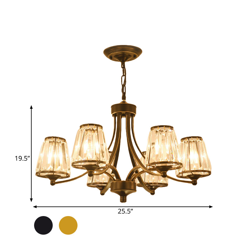 Circular Crystal Chandelier Lamp: Elegant Hanging Light for Bedrooms with Gold/Black Touches - 3/5/6 Lights