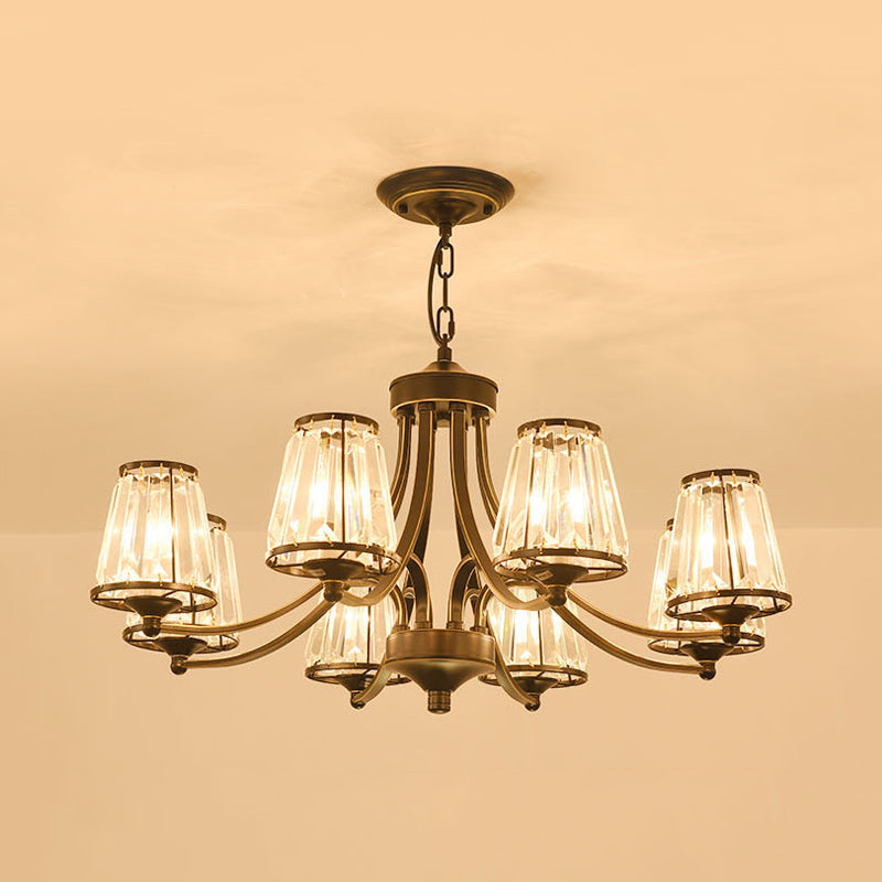 Circular Crystal Chandelier Lamp: Elegant Hanging Light for Bedrooms with Gold/Black Touches - 3/5/6 Lights