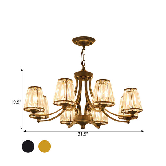 Circular Crystal Chandelier Lamp: Elegant Hanging Light for Bedrooms with Gold/Black Touches - 3/5/6 Lights