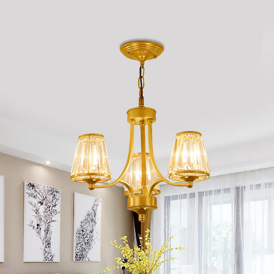 Circular Crystal Chandelier Lamp: Elegant Hanging Light for Bedrooms with Gold/Black Touches - 3/5/6 Lights