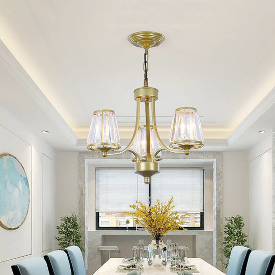 Circular Crystal Chandelier Lamp: Elegant Hanging Light for Bedrooms with Gold/Black Touches - 3/5/6 Lights