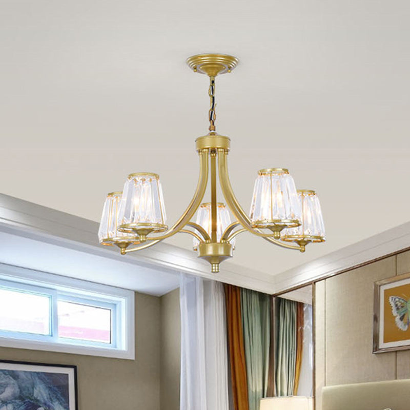 Circular Crystal Chandelier Lamp: Elegant Hanging Light for Bedrooms with Gold/Black Touches - 3/5/6 Lights