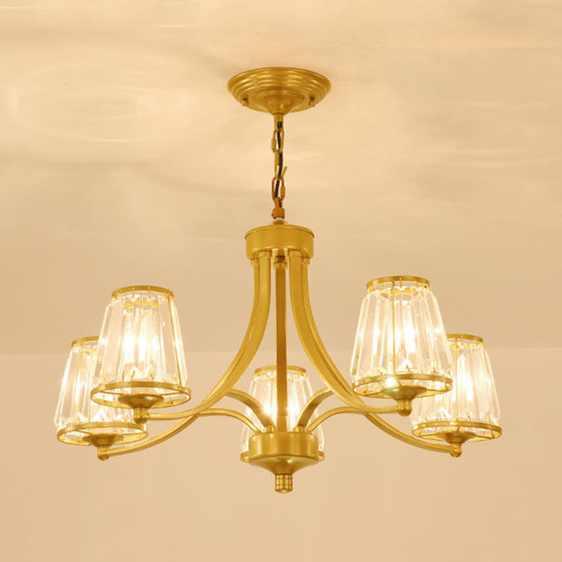 Circular Crystal Chandelier Lamp: Elegant Hanging Light for Bedrooms with Gold/Black Touches - 3/5/6 Lights