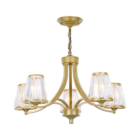 Circular Crystal Chandelier Lamp: Elegant Hanging Light for Bedrooms with Gold/Black Touches - 3/5/6 Lights