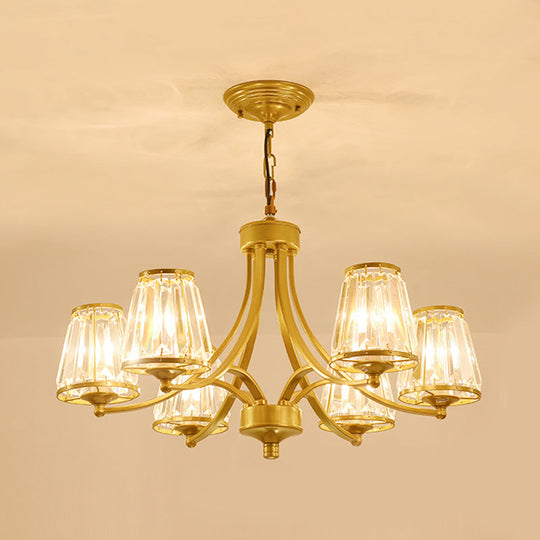 Circular Crystal Chandelier Lamp: Elegant Hanging Light for Bedrooms with Gold/Black Touches - 3/5/6 Lights