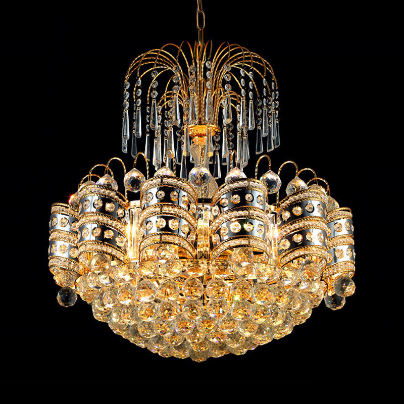 Modern Crystal Dome Ceiling Light: Elegant Gold Chandelier With 10 Lights For Bedroom