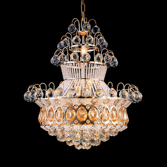 Modern Crystal Gold Chandelier Ceiling Light Fixture - 10 Lights - Bedroom