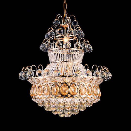 Modern Crystal Gourd Gold Chandelier - 10-Light Ceiling Fixture For Bedroom