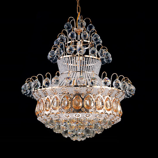 Modern Crystal Gold Chandelier Ceiling Light Fixture - 10 Lights - Bedroom