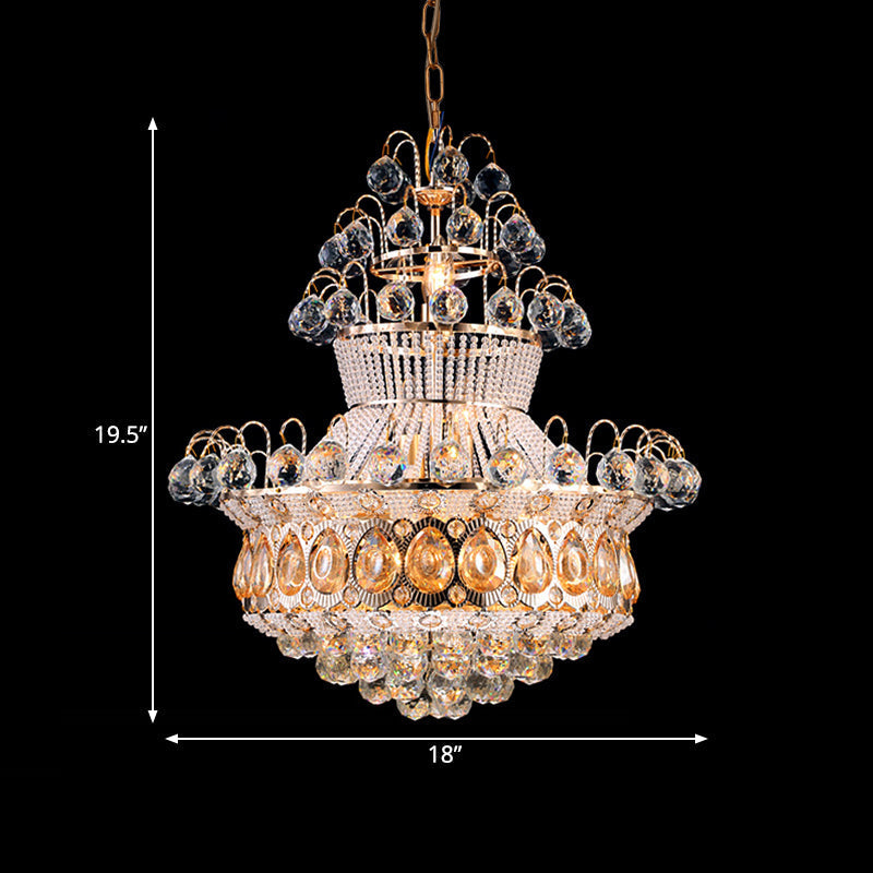 Modern Crystal Gold Chandelier Ceiling Light Fixture - 10 Lights - Bedroom