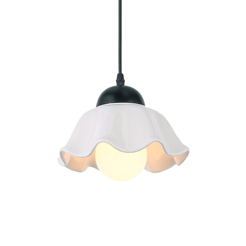 Scalloped Black Ceramic Pendant Light For Dining Room - Elegant 1/3 Fixture