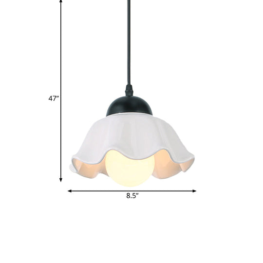 Scalloped Black Ceramic Pendant Light For Dining Room - Elegant 1/3 Fixture