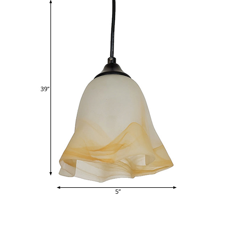 Traditional Glass Pendant Light With Flower/Cone Shape For Living Room