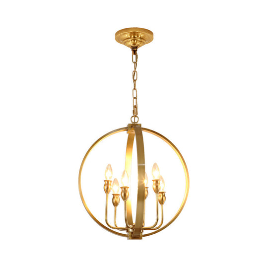 Traditional Gold Chandelier Light With 4/6 Lights Metal Candelabra Pendant Lamp