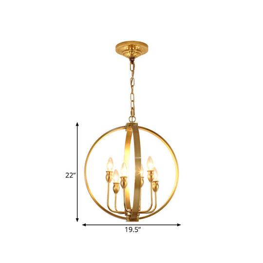 Traditional Gold Chandelier Light With 4/6 Lights Metal Candelabra Pendant Lamp