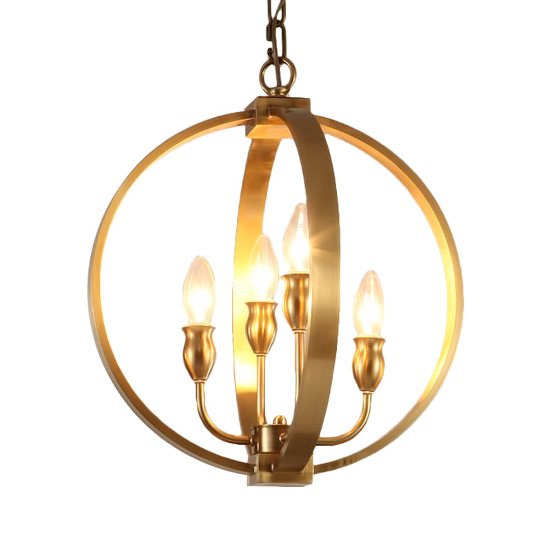 Traditional Gold Chandelier Light With 4/6 Lights Metal Candelabra Pendant Lamp