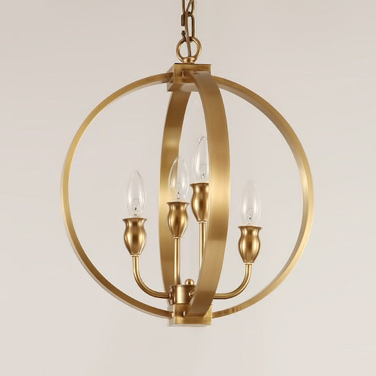 Traditional Gold Chandelier Light With 4/6 Lights Metal Candelabra Pendant Lamp