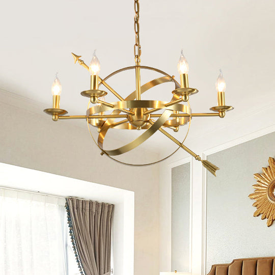 Classic Gold 6-Light Pendant Chandelier - Elegant Candle-Style Hanging Light