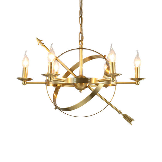 Classic Gold 6-Light Pendant Chandelier - Elegant Candle-Style Hanging Light