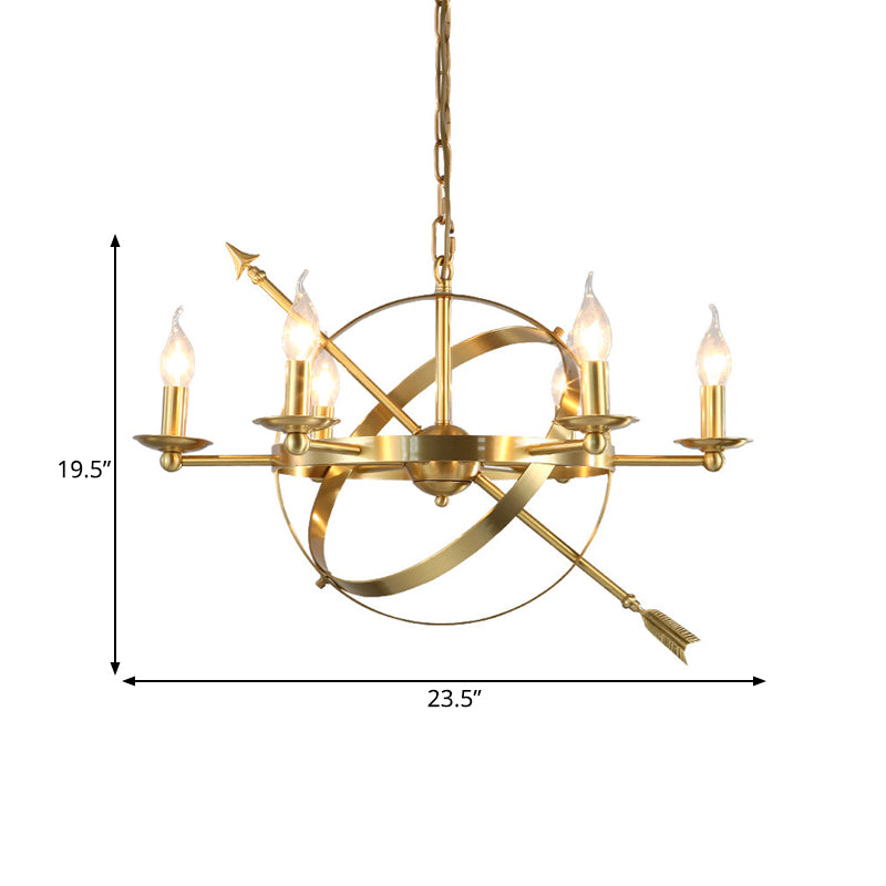 Classic Gold 6-Light Pendant Chandelier - Elegant Candle-Style Hanging Light