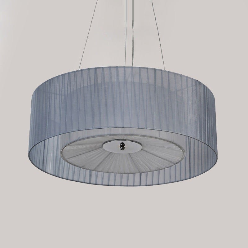 Nordic Fabric 3-Light Drum Pendant Chandelier White For Living Room - 18/21.5/25.5 Wide