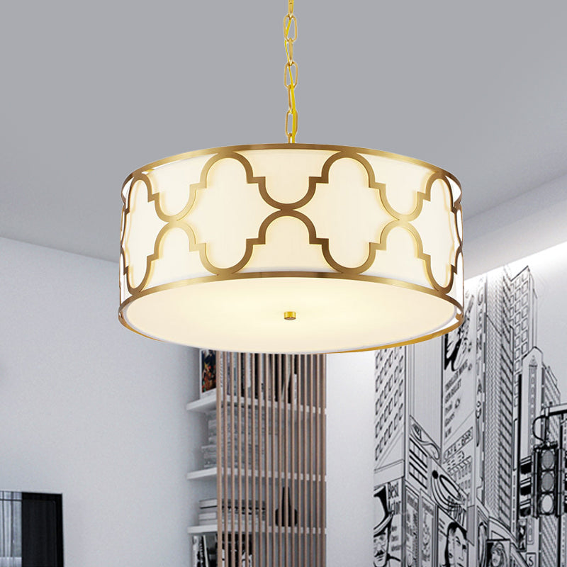 Drum Shade Chandelier Light - Nordic Style Ceiling Lamp For Dining Room 3 Lights Black/White/Blue