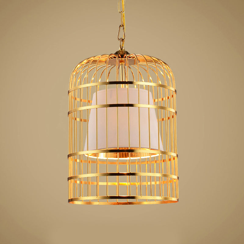 Minimalistic Black/White Bird Cage Ceiling Light Pendant With Inner Cone Shade Sizes: 12/16/19.5