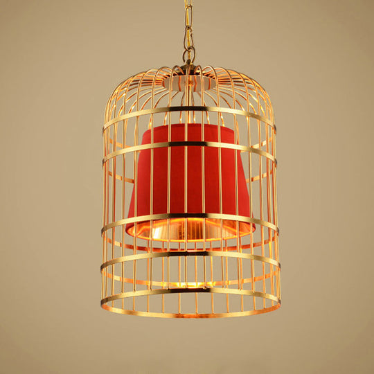 Minimalistic Black/White Bird Cage Ceiling Light Pendant With Inner Cone Shade Sizes: 12/16/19.5