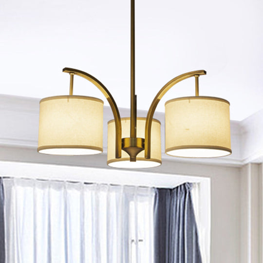 Classic White Chandelier With Drum Fabric Shade - 3/5 Lights Ideal For Dining Rooms