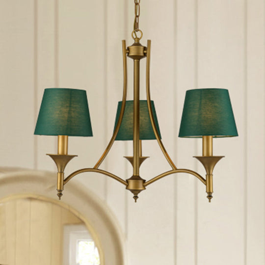 Green Cone Fabric Pendant Chandelier - Classic Bedroom Ceiling Fixture With 3/6/8 Lights