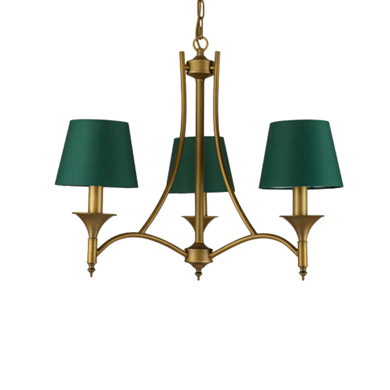 Green Cone Fabric Pendant Chandelier - Classic Bedroom Ceiling Fixture With 3/6/8 Lights