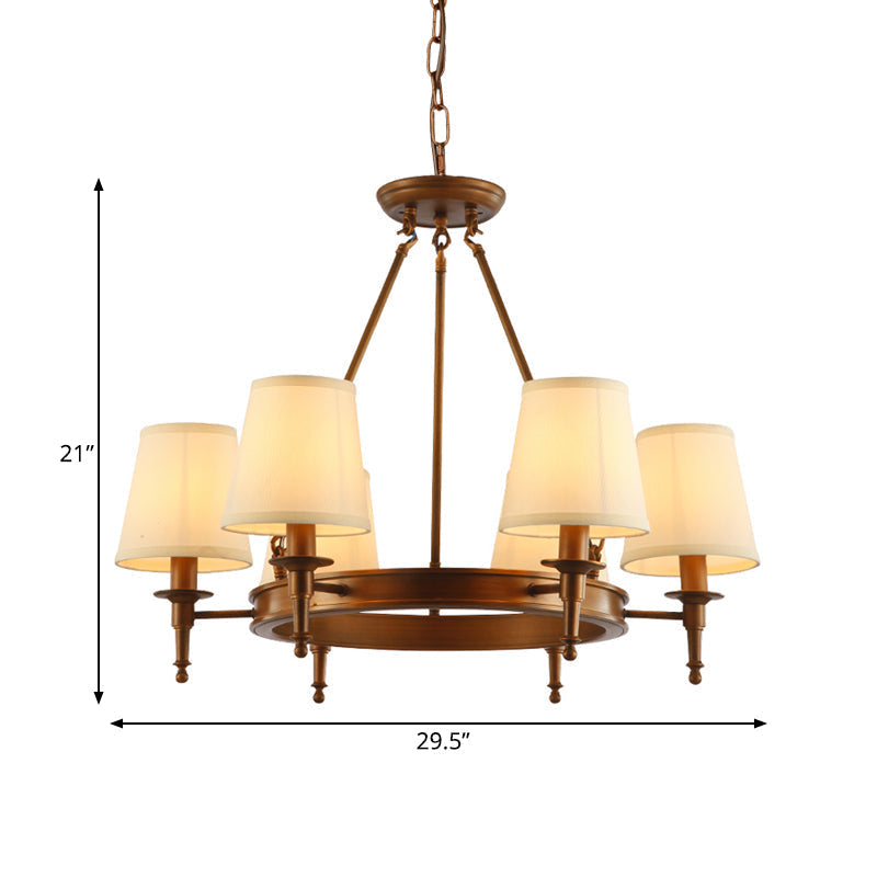 Classic Conical Chandelier - Fabric Shade Antique Brass Finish 3/6/8 Lights Perfect For Living Room