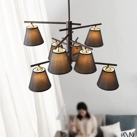 Tapered Hanging Chandelier - Traditional Pendant Light For Living Room With Fabric Shades Available