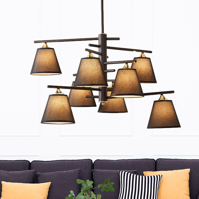 Tapered Hanging Chandelier - Traditional Pendant Light For Living Room With Fabric Shades Available