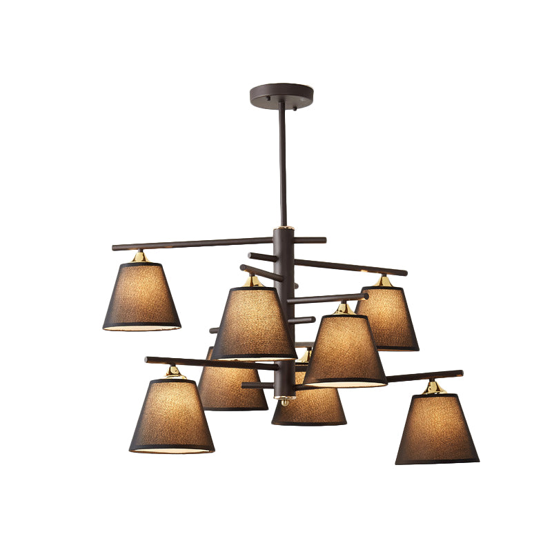 Tapered Hanging Chandelier - Traditional Pendant Light For Living Room With Fabric Shades Available