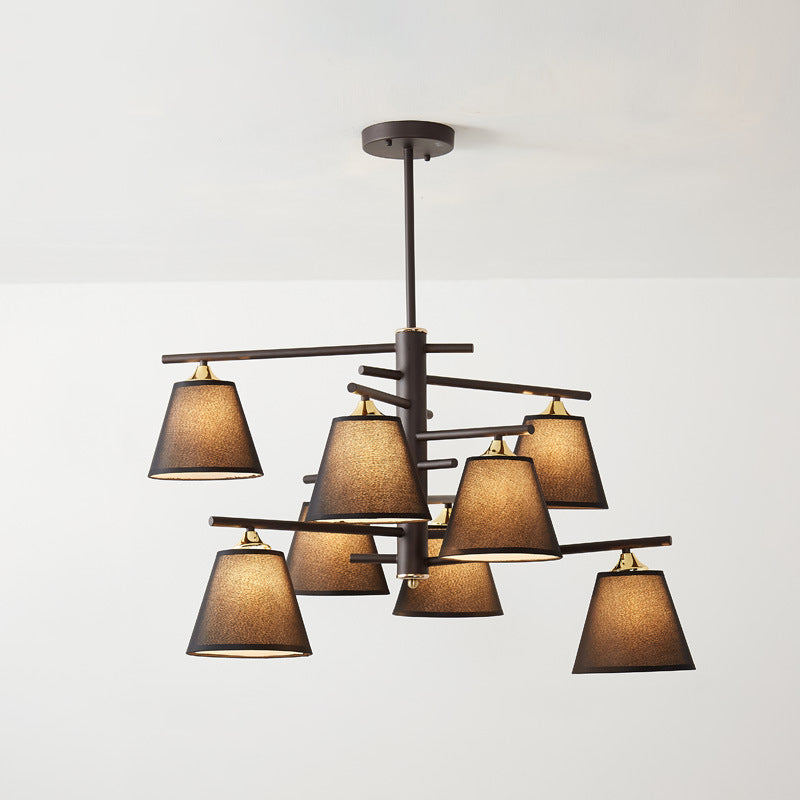 Tapered Hanging Chandelier - Traditional Pendant Light For Living Room With Fabric Shades Available