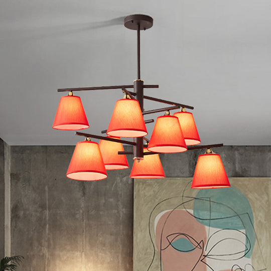 Tapered Hanging Chandelier - Traditional Pendant Light For Living Room With Fabric Shades Available