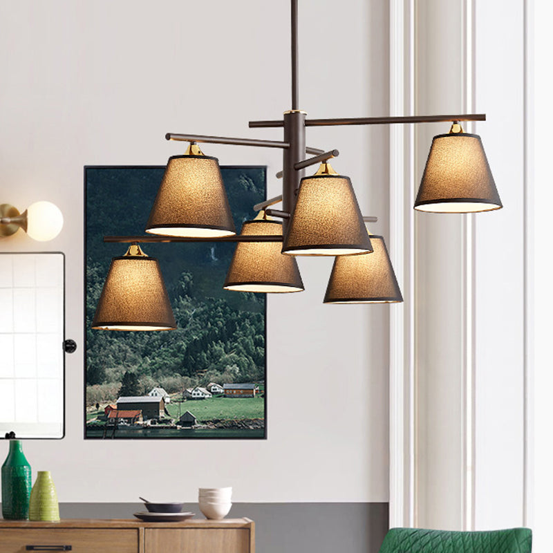 Tapered Hanging Chandelier - Traditional Pendant Light For Living Room With Fabric Shades Available