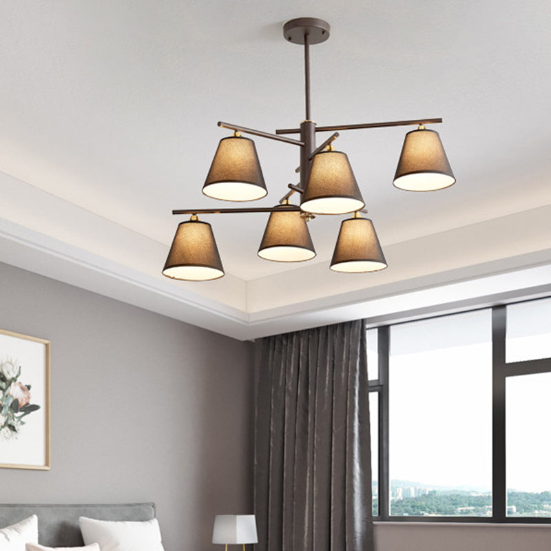 Tapered Hanging Chandelier - Traditional Pendant Light For Living Room With Fabric Shades Available