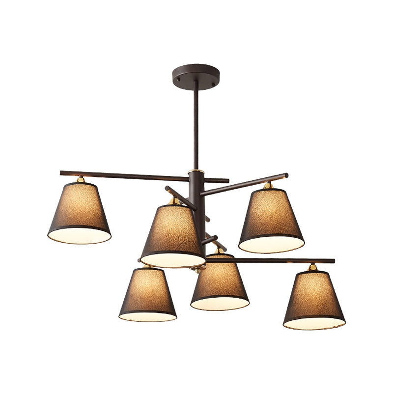 Tapered Hanging Chandelier - Traditional Pendant Light For Living Room With Fabric Shades Available