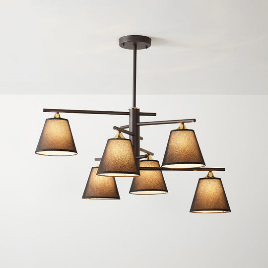 Tapered Hanging Chandelier - Traditional Pendant Light For Living Room With Fabric Shades Available