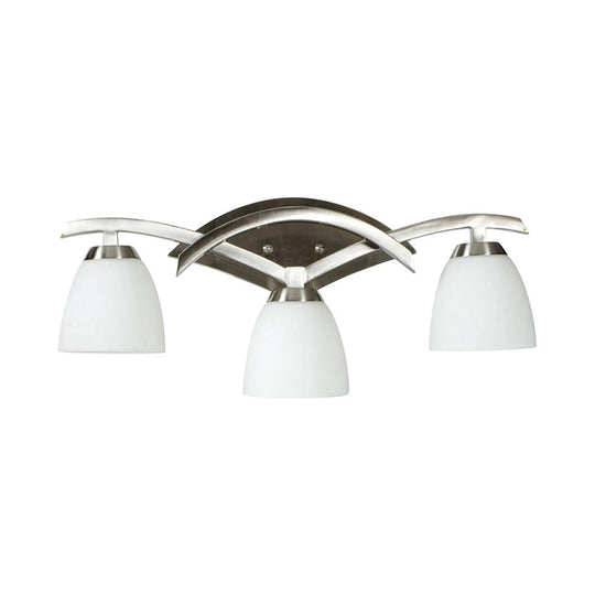 Classic Vanity Lighting Fixture: 3-Light Wall Sconce With Cone White Glass Shades