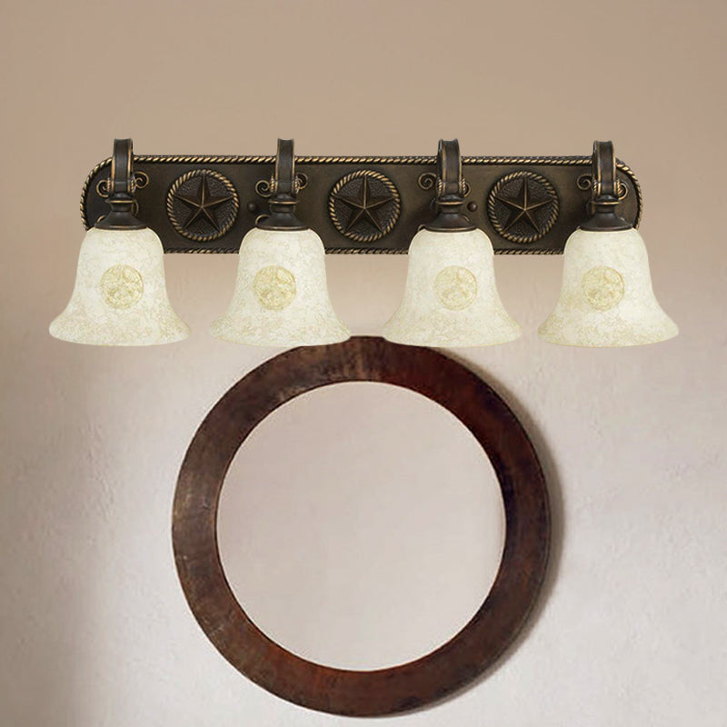 Classic Glass Bell Bathroom Wall Light Fixture - 3/4 Lights Red Brown Make-Up Lighting 4 /