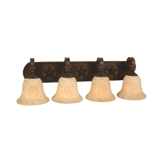 Classic Glass Bell Bathroom Wall Light Fixture - 3/4 Lights Red Brown Make-Up Lighting