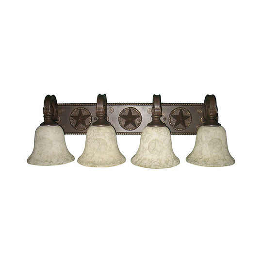 Classic Glass Bell Bathroom Wall Light Fixture - 3/4 Lights Red Brown Make-Up Lighting