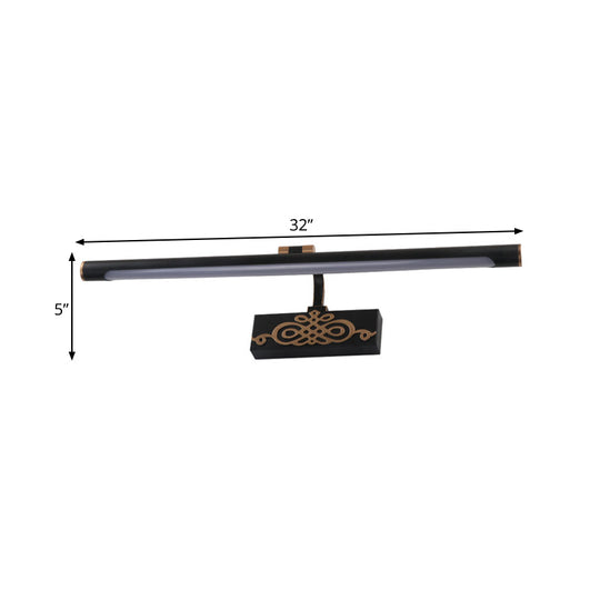 Metal Led Vanity Light Fixture In White/Warm/Natural - Black Elongated Sconce Lamp 16/20/24 L